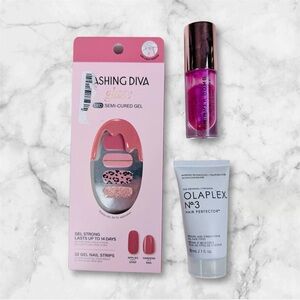 5 for $25 Dashing Diva nail set, Olaplex No 3 sample, Revolution gloss bundle